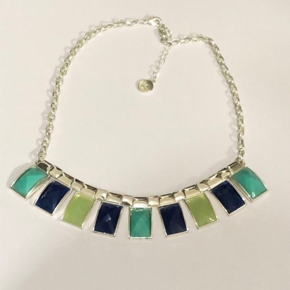 LC Silver Tone Cabochon choker Necklace